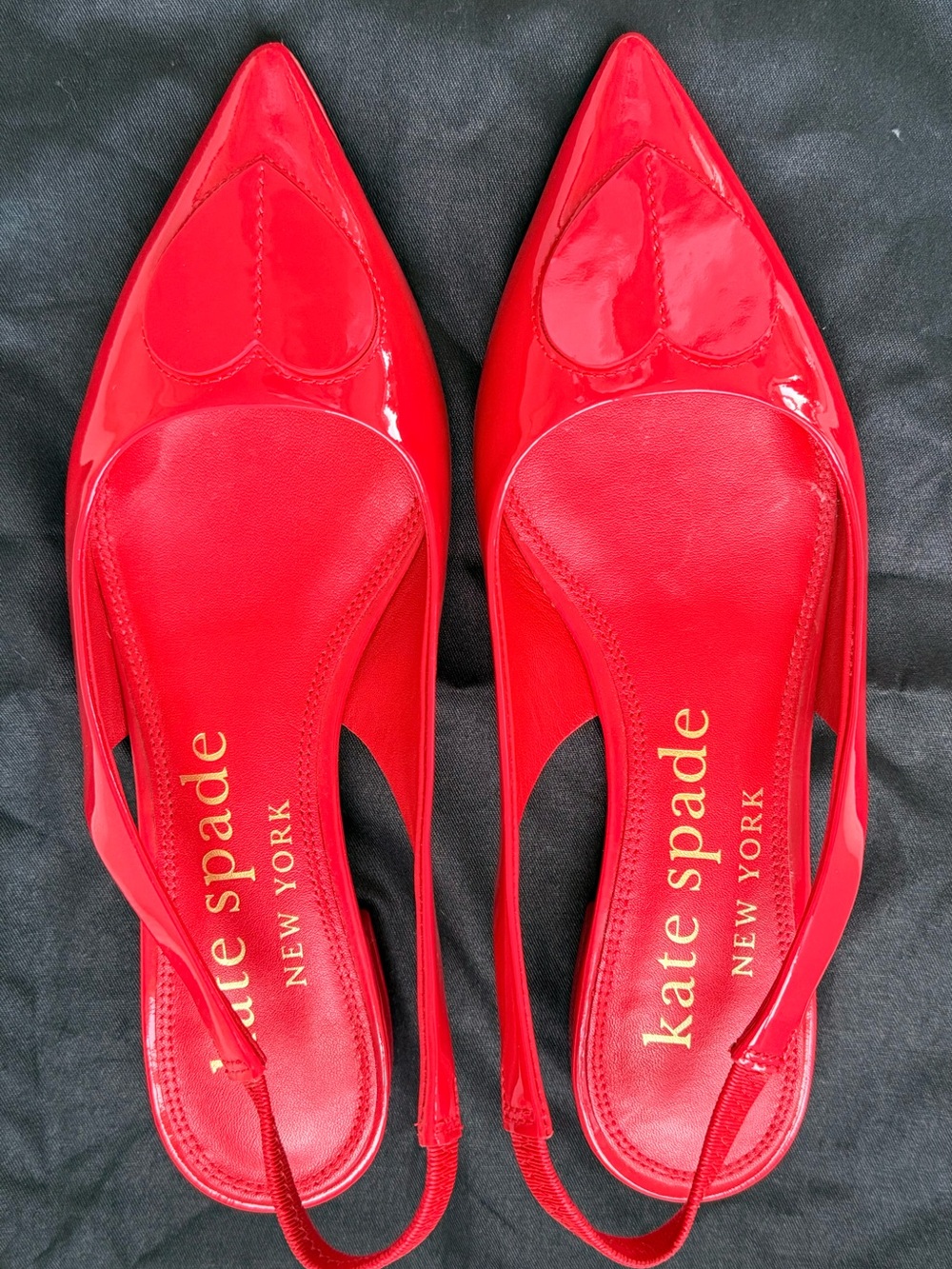 Kate Spade Red Patent Pointed Slingback Flats